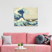 Great Wave Hokusai Stretched Canvas Print (Insitu (Woonkamer))