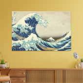 Great Wave Hokusai Stretched Canvas Print (Insitu (Woonkamer))