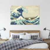Great Wave Hokusai Stretched Canvas Print (Insitu (Slaapkamer))