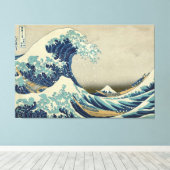 Great Wave Hokusai Stretched Canvas Print (Insitu (Houten vloer))