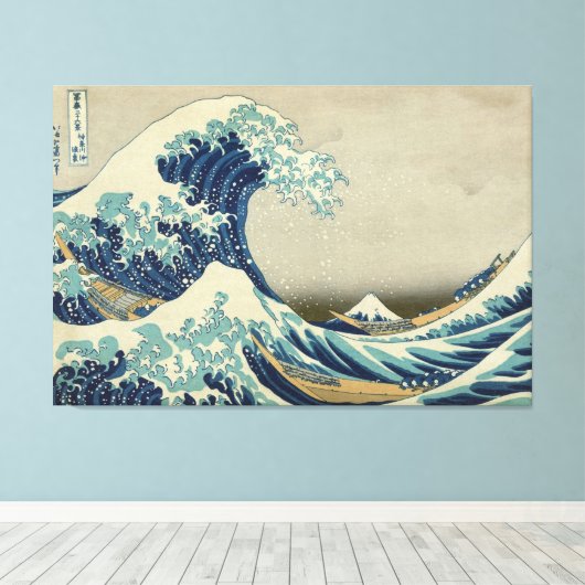 Great Wave Hokusai Stretched Canvas Print (Insitu (Houten vloer))