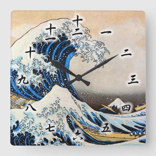 Great Wave, Hokusai, Ukiyo-e Vierkante Klok (Voorkant)