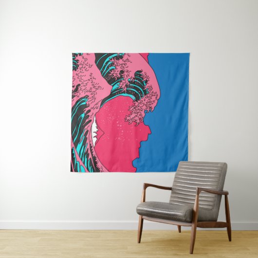 Great Wave in Vaporwave Pop Art style. View on the Wandkleed (In Situ (horizontaal))