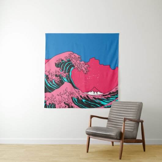 Great Wave in Vaporwave Pop Art style. View on the Wandkleed (In situ)