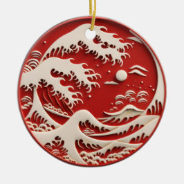Great Wave Japans Keramisch Ornament