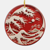 Great Wave Japans Keramisch Ornament (Achterkant)