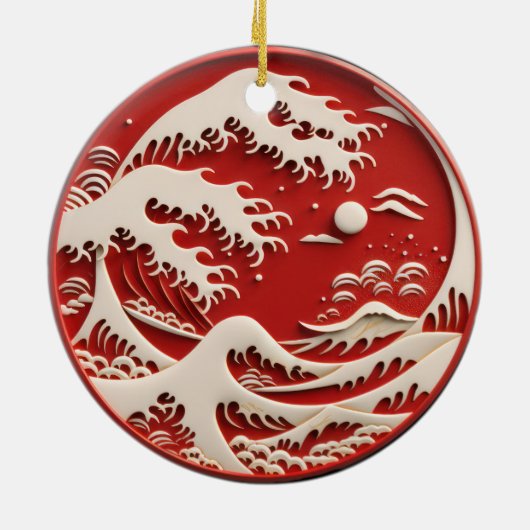 Great Wave Japans Keramisch Ornament (Achterkant)