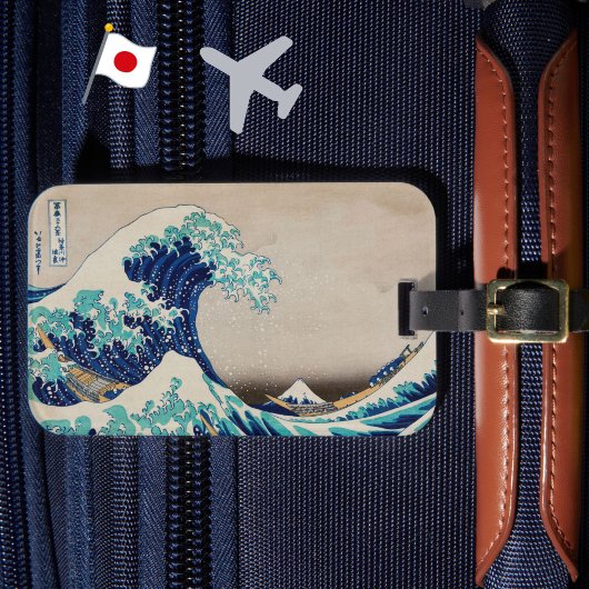 "Great Wave"  Japanse kunst Hokusai Elegant Bagagelabel