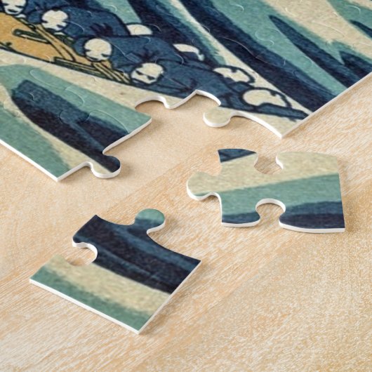 Great Wave Kanagawa Illustratie Japans Legpuzzel (Zijkant)