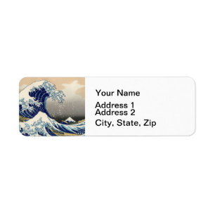 Great Wave Kanagawa Japans schilderen Etiket
