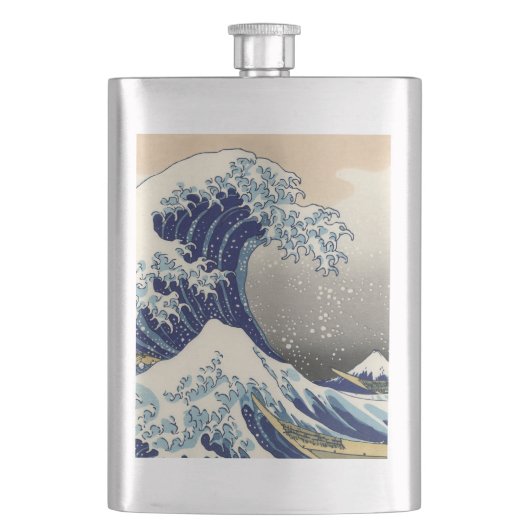 Great Wave Kanagawa Japans schilderen Heupfles (Voorkant)