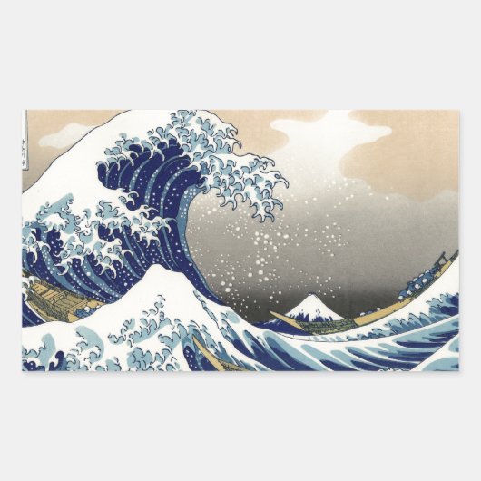 Great Wave Kanagawa Japans schilderen Rechthoekige Sticker (Voorkant)