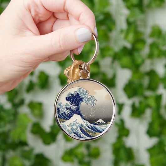 Great Wave Kanagawa Japans schilderen Sleutelhanger (Hand)