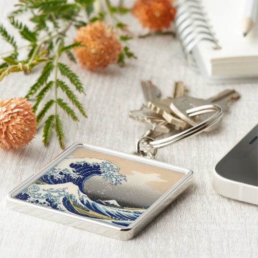 Great Wave Kanagawa Japans schilderen Sleutelhanger (Zijkant)