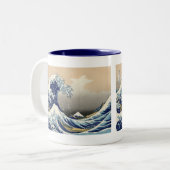 Great Wave Kanagawa Japans schilderen Tweekleurige Koffiemok (Voorkant links)