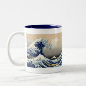 Great Wave Kanagawa Japans schilderen Tweekleurige Koffiemok (Links)