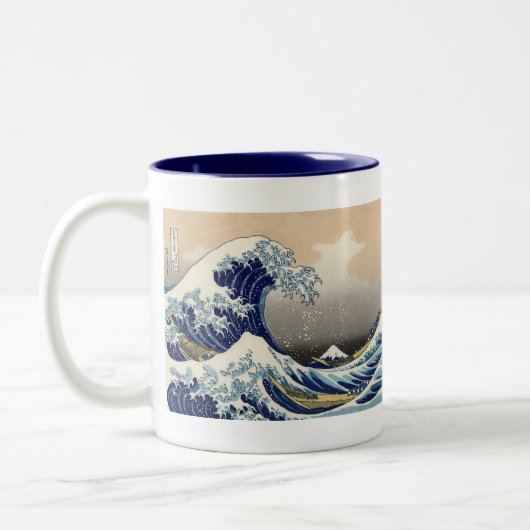 Great Wave Kanagawa Japans schilderen Tweekleurige Koffiemok (Links)