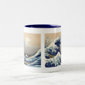Great Wave Kanagawa Japans schilderen Tweekleurige Koffiemok (Center)