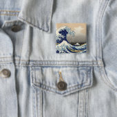 Great Wave Kanagawa Japans schilderen Vierkante Button 5,1 Cm (In situ)