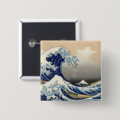 Great Wave Kanagawa Japans schilderen Vierkante Button 5,1 Cm (Voorkant /achterkant)