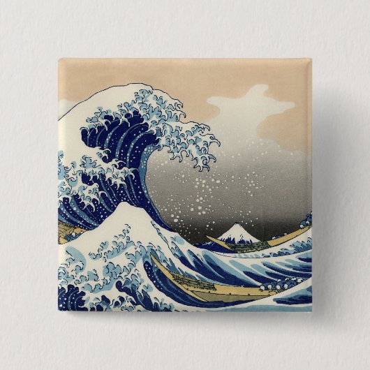 Great Wave Kanagawa Japans schilderen Vierkante Button 5,1 Cm (Voorkant)