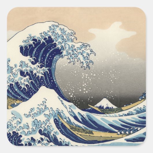 Great Wave Kanagawa Japans schilderen Vierkante Sticker (Voorkant)