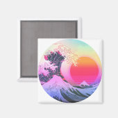 Great Wave Kanagawa Vaporwave esthetisch Magneet (Voorkant / Achterkant)