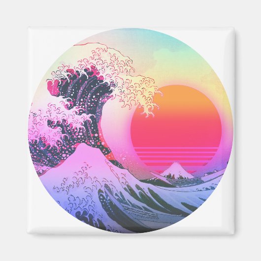 Great Wave Kanagawa Vaporwave esthetisch Magneet (Voorkant)