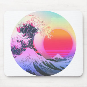 Great Wave Kanagawa Vaporwave  esthetisch Muismat