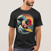 Great Wave Kanagawa Weiner Dachshund Dog Surfing T-shirt (Voorkant)
