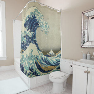 Great Wave langs Kanagawa Hokusai beroemde golf Ja Douchegordijn