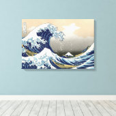 Great Wave langs Kanagawa | Hokusai | Canvas Afdruk (Insitu (Houten vloer))