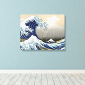 Great Wave langs Kanagawa | Hokusai | Canvas Afdruk (Insitu (Houten vloer))