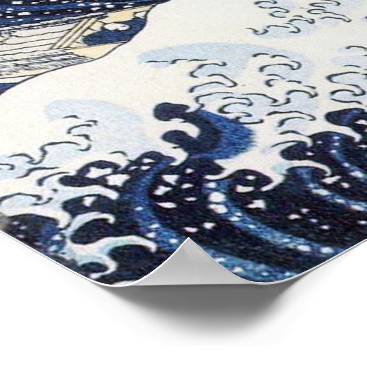 Great Wave langs Kanagawa Hokusai Poster (Hoek)