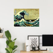 Great Wave langs Kanagawa Poster (Thuiskantoor)