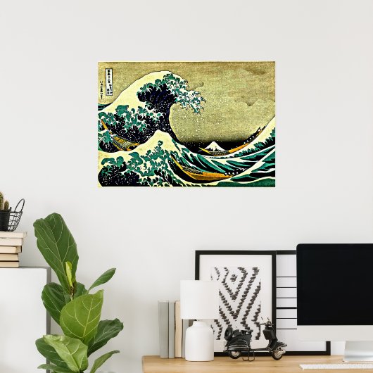 Great Wave langs Kanagawa Poster (Thuiskantoor)