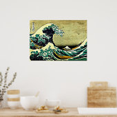 Great Wave langs Kanagawa Poster (Keuken)