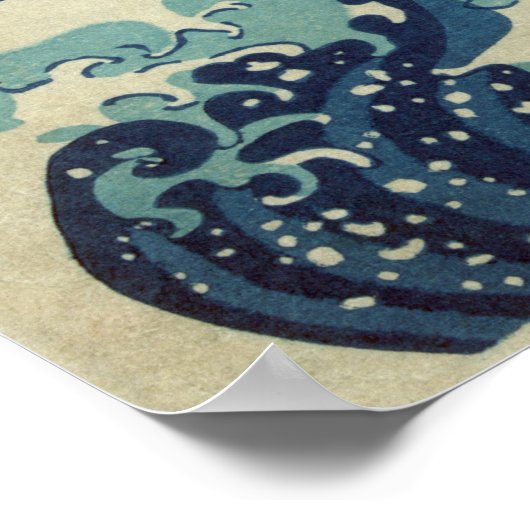 Great Wave langs Kanagawa Poster (Hoek)