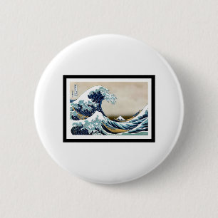 Great Wave langs Kanagawa Ronde Button 5,7 Cm
