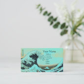 GREAT WAVE MONOGRAM Aqua Blue, Blauwgroen Visitekaartje (Staand voorkant)