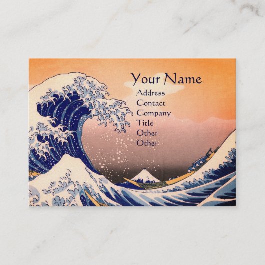 GREAT WAVE MONOGRAM Pearl Paper Visitekaartje (Voorkant)