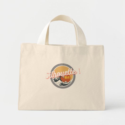 Great Wave & Neon Kanji – Retro Japanese Fuji Des2 Mini Tote Bag (Voorkant)