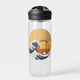 Great Wave & Neon Kanji – Retro Japanese Fuji Des Waterfles