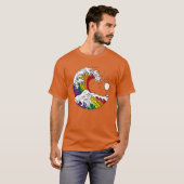 Great Wave of Kanagawa LGBTQ Pride Rainbow Flag vi T-shirt (Voorkant volledig)
