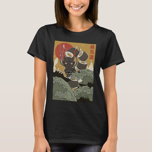 Great wave of kanagawa Sushi Dragon Edo Period T-shirt (Voorkant)