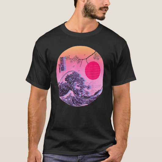 Great Wave Off Kanagawa Japanese Aesthetic Retrowa T-shirt (Voorkant)