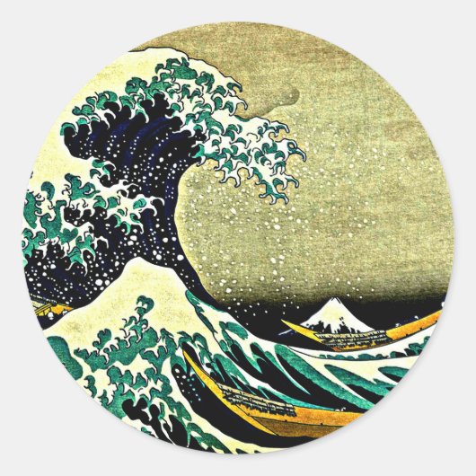 Great Wave off Kanagawa - Katsushika Hokusai 1832 Ronde Sticker (Voorkant)