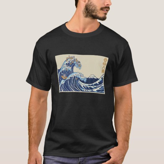 Great Wave Off Kanagawa met Katten Esthetische Kan T-shirt (Voorkant)
