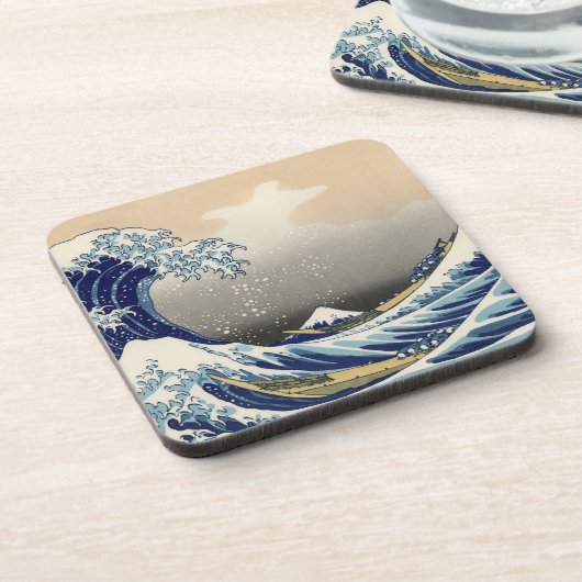 Great Wave off Kanagawa & Mount Fuji Japan Zee Bier Onderzetter (Linkerzijde)