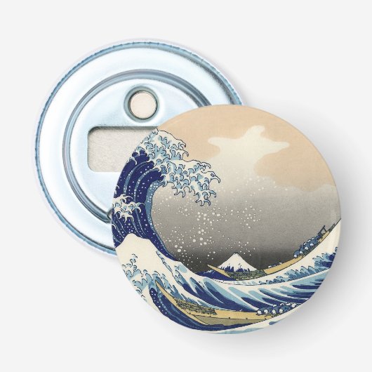 Great Wave off Kanagawa & Mount Fuji Japan Zee Button Flesopener (Voorkant)